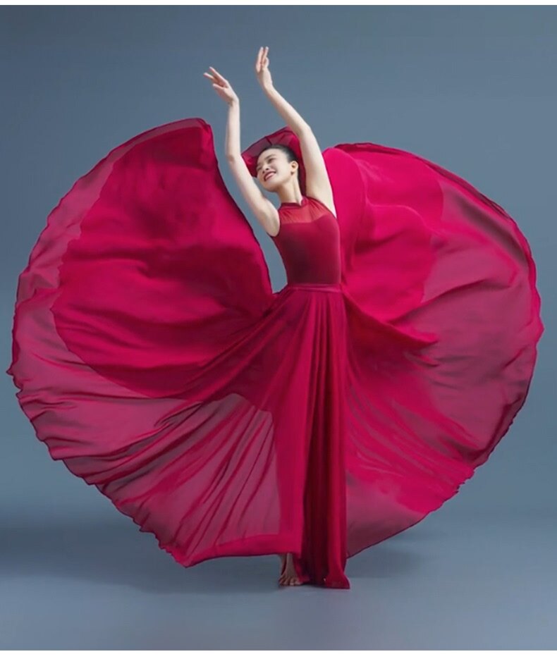 古典舞演出服女720度半身裙长款大摆舞蹈飘i逸舞台现代舞练功服装
