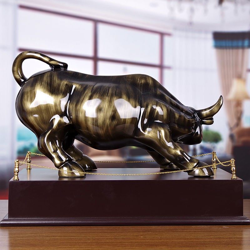高档书公室d华尔街招财牛桌面小摆件客关酒柜玄厅办房家居装饰ins