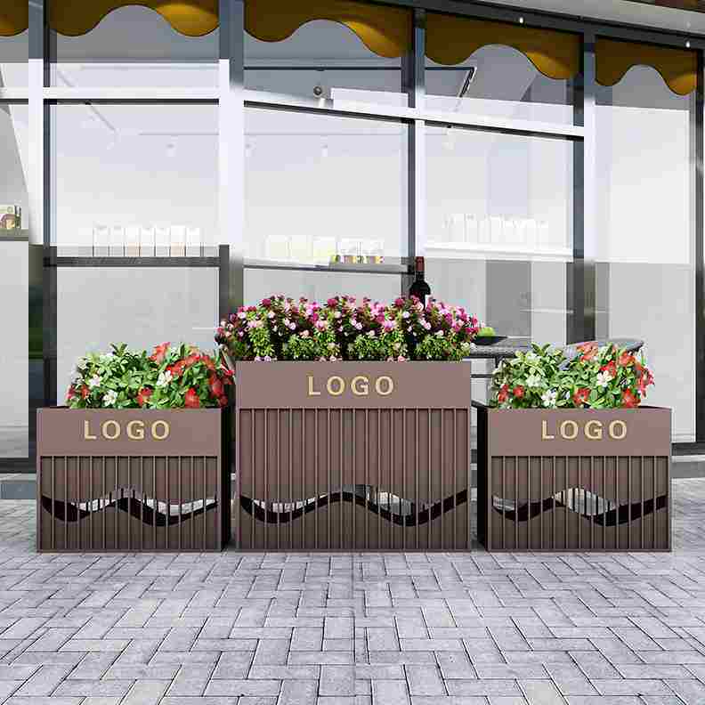 户外新款铁艺花箱园艺大型广场街道种植花槽长方形组合花坛花器