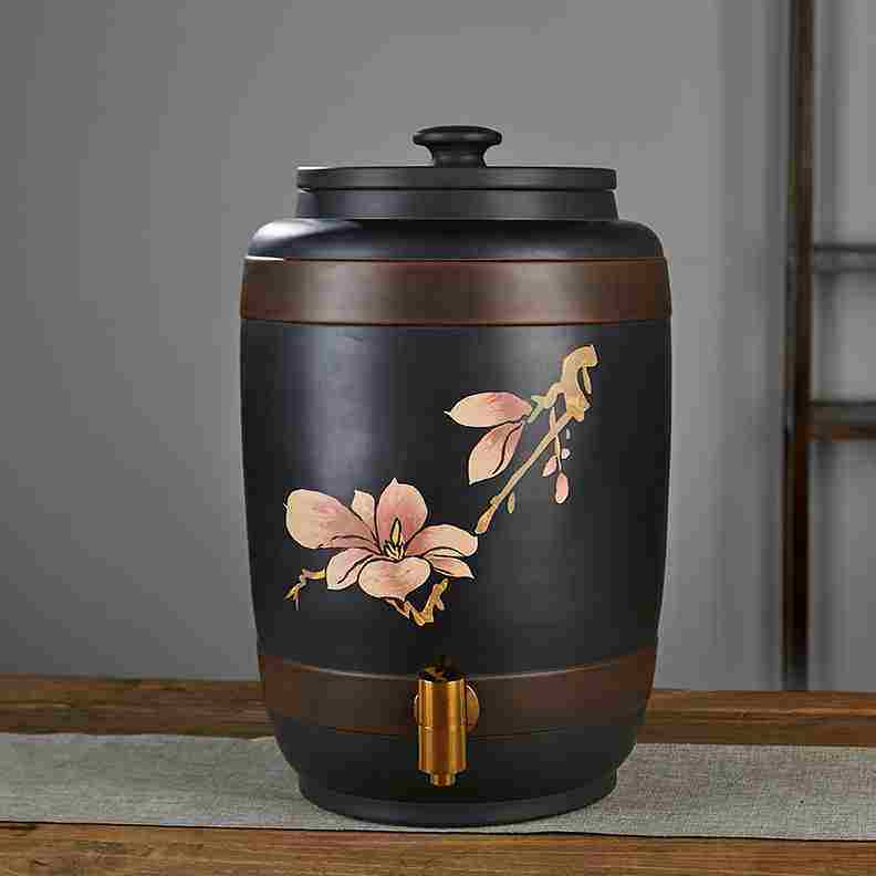 高档建水紫陶水缸家用云南紫砂水缸大号茶水缸抽水式净水缸陶瓷储