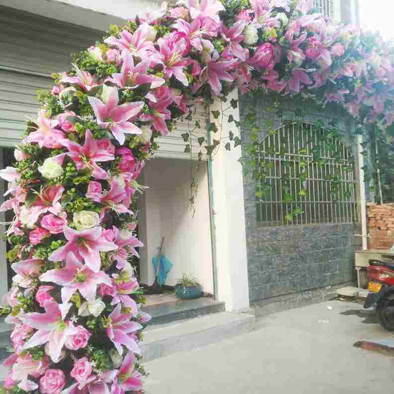 新款高档花门婚庆拱门绢花拱门开业庆典花门新款花门结婚拱门婚庆