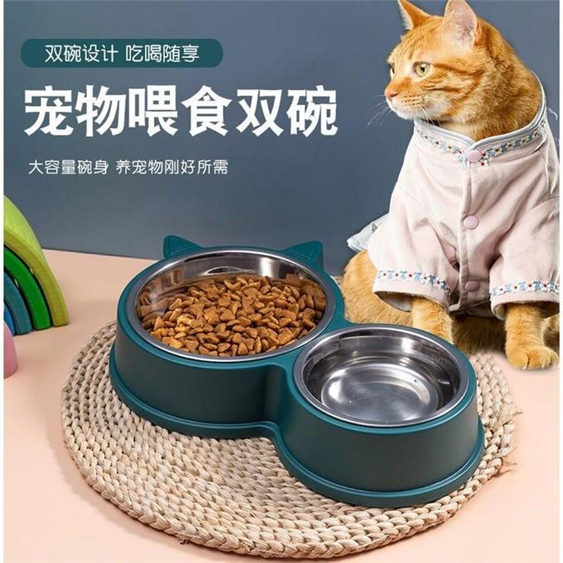 宠物不锈B钢狗碗泰迪狗盆猫盆双碗防滑猫碗狗食盆饭盆水碗狗狗用