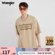 Wrangler威格24春夏新款Oversize舒适圆领印花男士纯棉短袖T恤