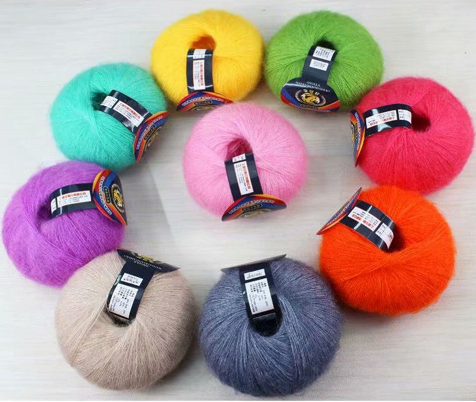 羊毛马海毛真超柔手编丝细毛线团小马海长毛披肩围巾毛衣毛线配线