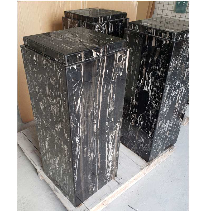 装饰艺术品底座天然石材古木纹大理石配w饰银白龙摆台展示基座已售