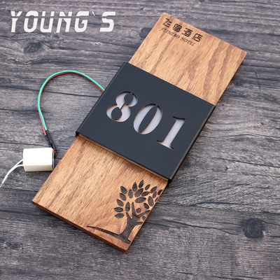 发光实木宾馆酒店客栈民宿led高档f门牌房间门牌号可定制门牌高档