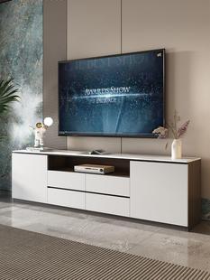 落地实木岩板电视柜现代简约地台客厅小户型白色地柜高款电视机柜