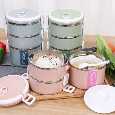 不锈钢学生多层午餐便当盒保鲜盒组合 创意保温桶大容量便携饭盒