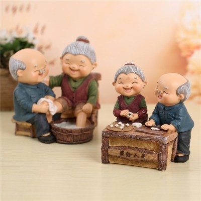 情侣夫妻老头老太太摆件装饰品老来伴创意送父母公公婆婆礼物实用