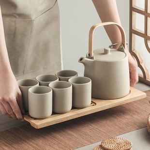 日式围炉煮茶茶具套装水杯套装家用茶壶陶瓷凉水壶粗陶复古大容量