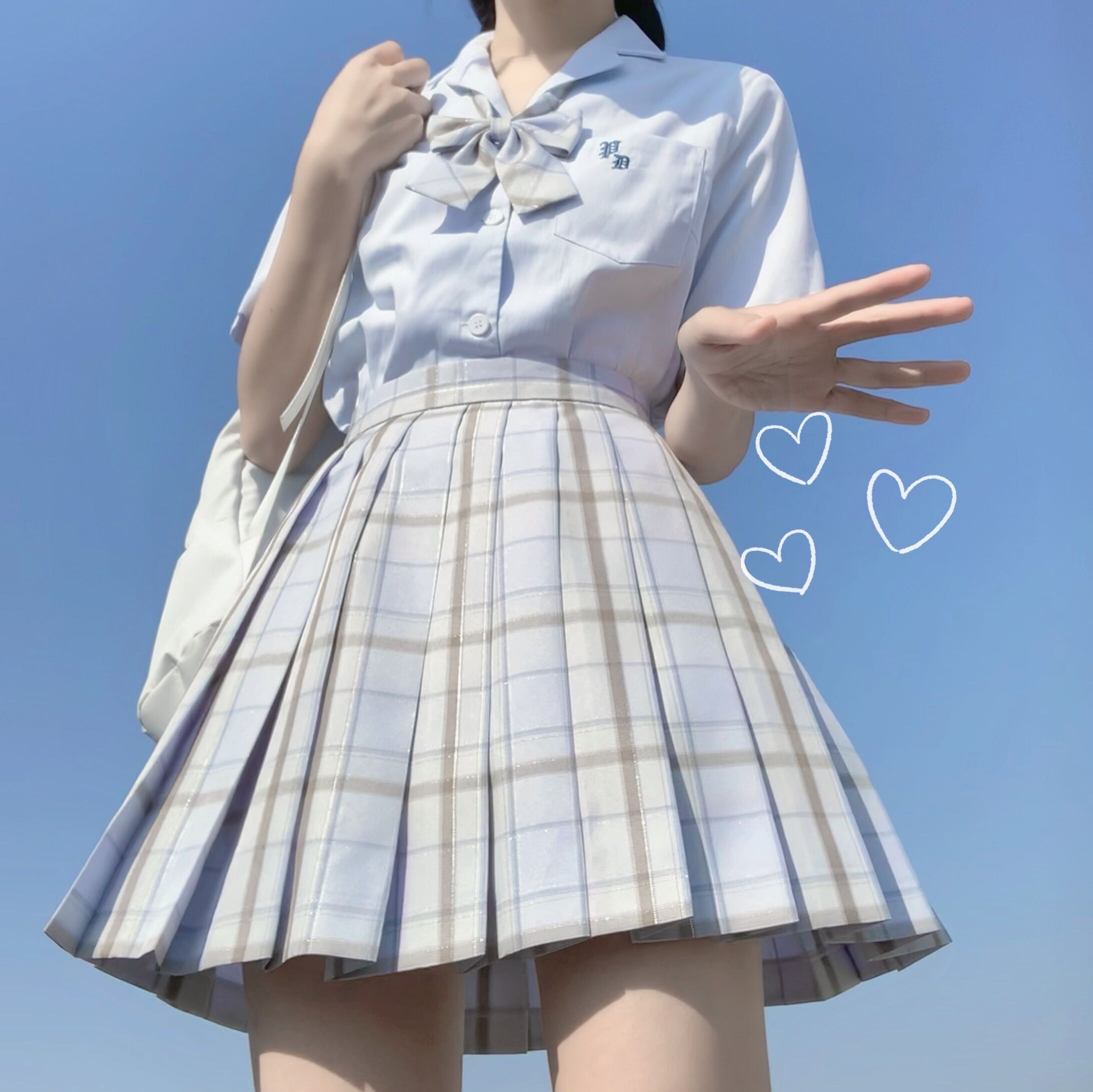 【花诗吻jk】现货若邪原创银线小清新格裙jk制服裙