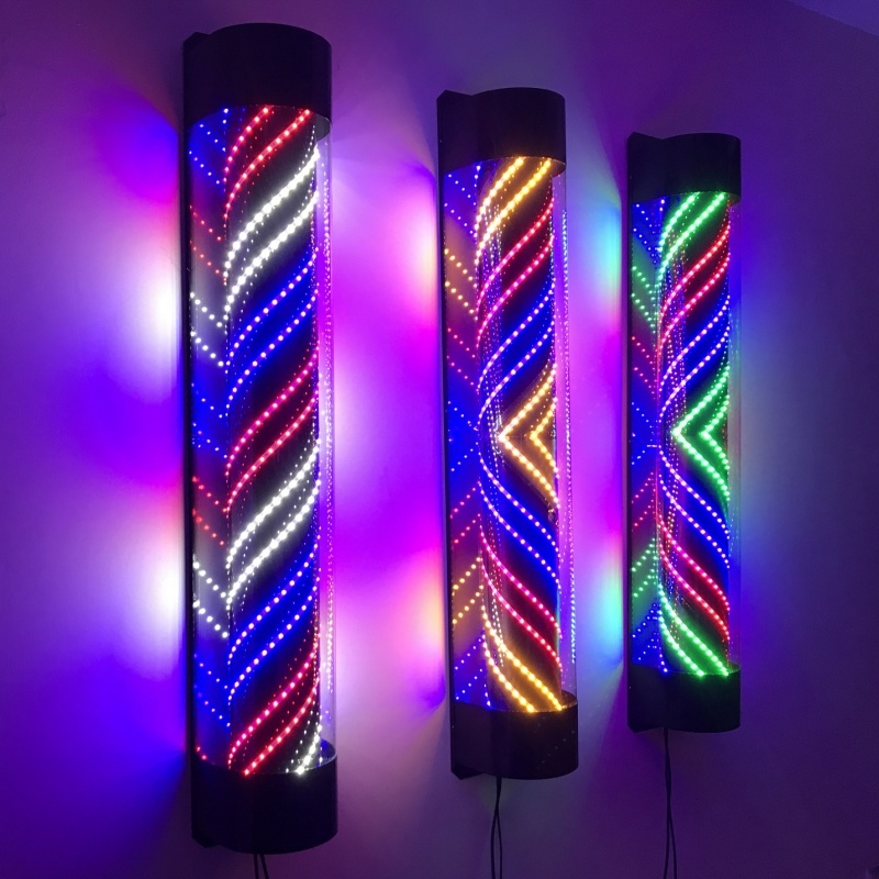 理发店转灯落地led户外防c水x发廊标志灯炫彩玻璃水晶美容美发灯