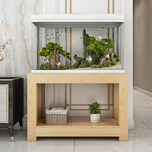 实木大中型鱼缸底柜客厅水族箱地柜水草缸柜子超白缸底座桌子架.