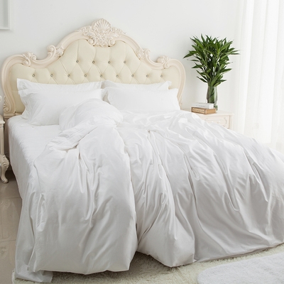 五星级酒店纯棉贡缎白色被套单件e宾馆全棉纯白单双人被罩床上用