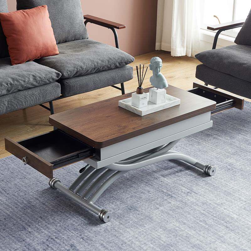 实木小户型茶几折叠可移动升降秒变餐桌两用多功能客厅桌伸缩简约