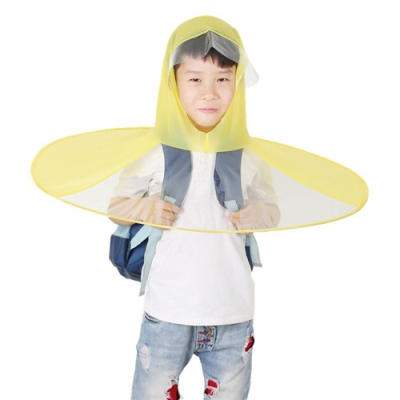 雨帽雨衣蘑菇伞帽子伞头顶雨伞头戴式儿l童遮阳带头上防风飞碟.