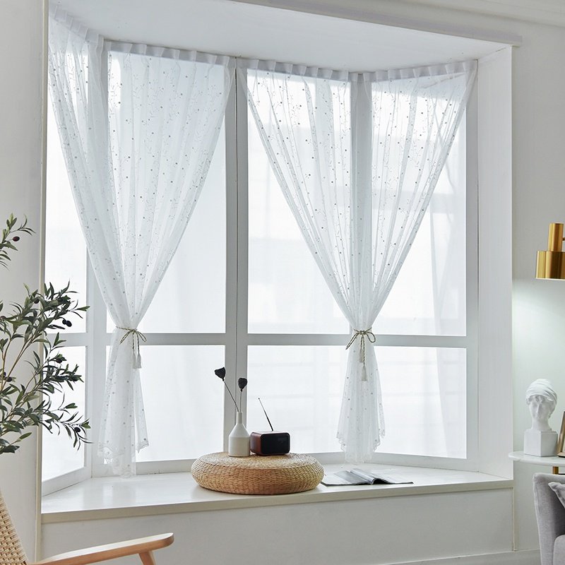 纱幔沙窗帘2021年新款飘窗形布时尚k白沙薄纱简易庶光魔术贴