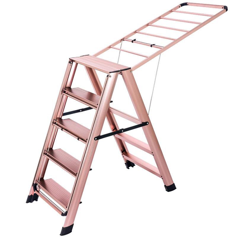 梯子家用多功能两用晾衣架落地折叠室内铝合金加厚阳台翼型人字梯