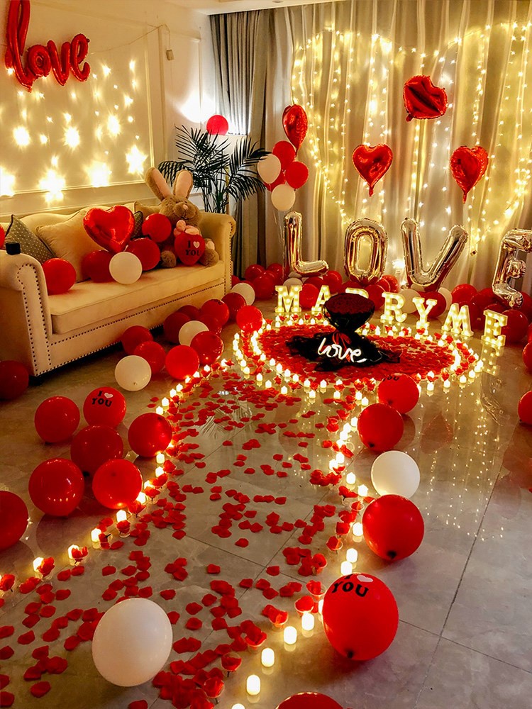 气球浪漫表白求婚布置道具创意用品婚房套装房间告白场景装饰道