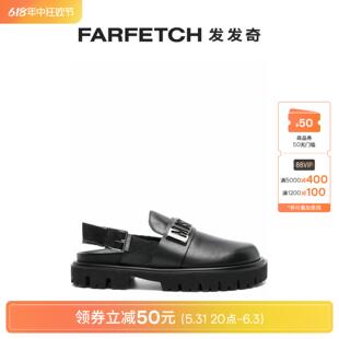 Moschino男士logo标牌厚底皮质凉鞋FARFETCH发发奇