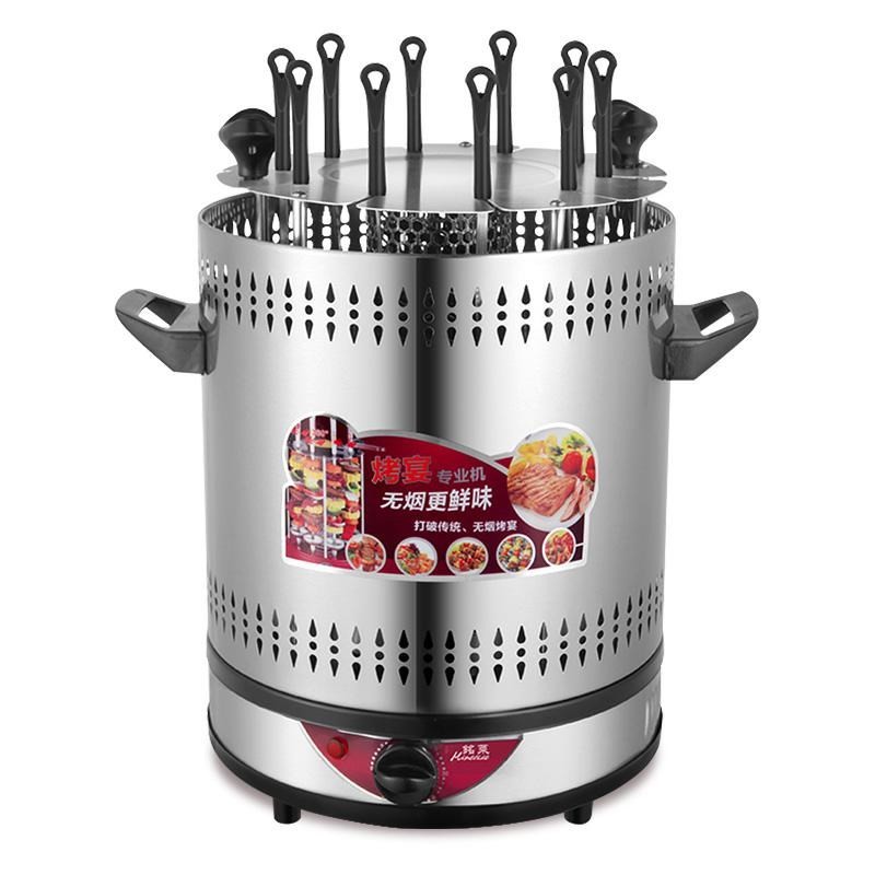 圆桶式电烧烤炉烤串机家用自动旋转室内小型无烟烧烤杯定时.