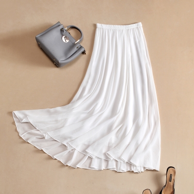 白色真丝半身裙女夏桑蚕丝图片