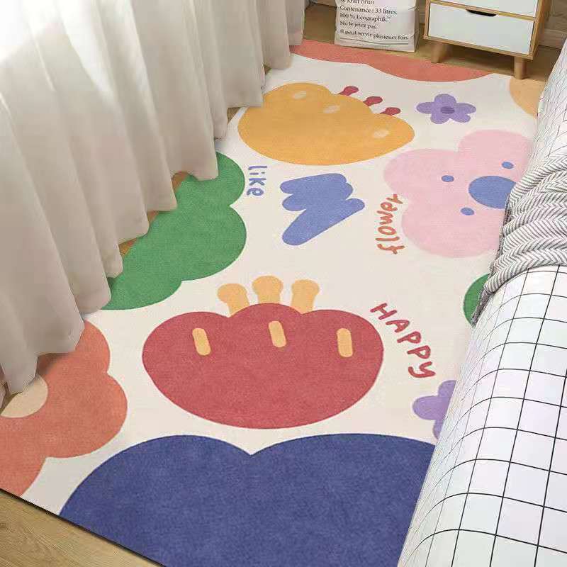 少女心可爱女生房间卧室粉色床边毯