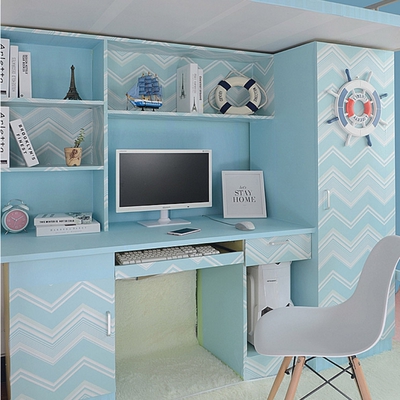 寝室墙纸自粘大学生宿舍壁纸蓝图片