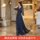 2025年新款春夏秋V领印花大摆连衣裙收腰显瘦度假雪纺裙沙滩裙