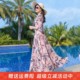 2025年夏季新款大摆短袖连衣裙收腰显瘦旅游度假长裙雪纺裙沙滩裙