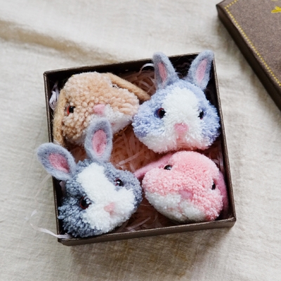 羊毛毡戳戳乐手工毛线蓬蓬球diy材料包兔子二哈猫咪玩偶生日礼f盒
