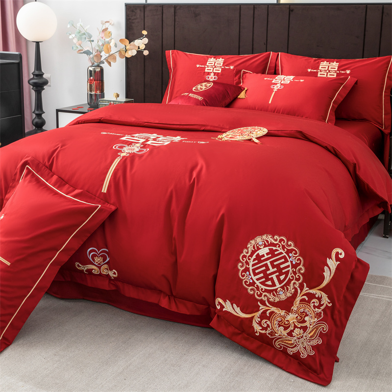 南通结婚红色系四件套结婚床上用品一次性高端上档次轻奢高级感