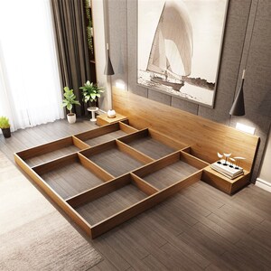 卧室榻榻米地台床1米8落地双人床板c式床1.5主卧北欧风日式低矮床