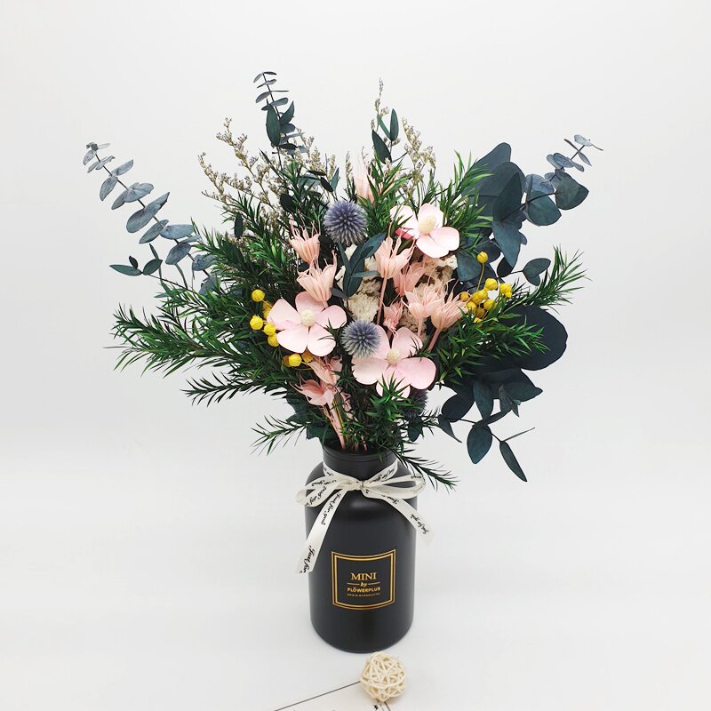 森系轻奢干花花束永生尤加利叶北欧风办公桌摆件客厅装饰家居摆设