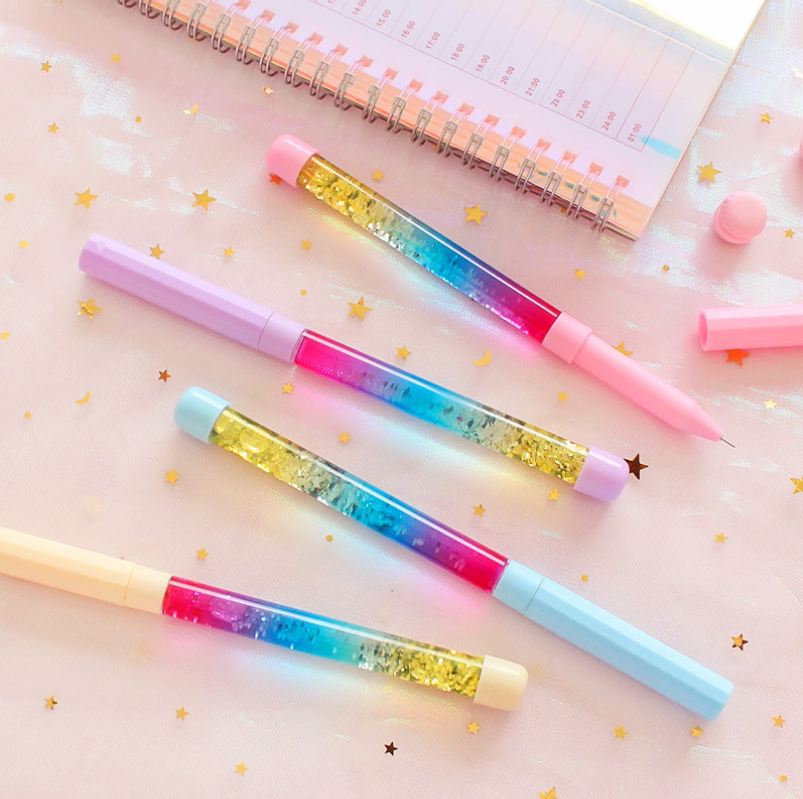 红抖韩国可爱同小创意清新流沙网笔圆珠笔彩色圆珠笔