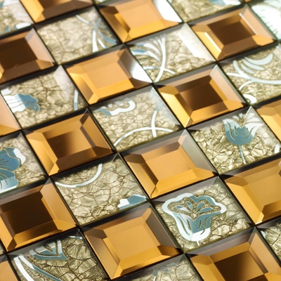 欧式五面磨边斜边水晶玻璃马赛克瓷砖电视背景墙镜面x墙贴拼花ktv