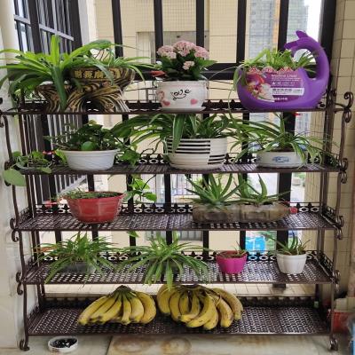 欧式铁艺阳台多层花架落地式可折叠移动多肉加粗金属盆景架可加轮