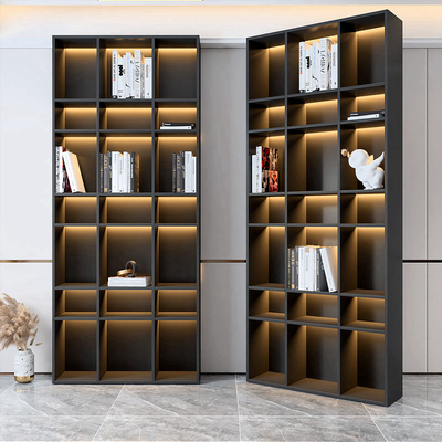 不锈钢展示柜金属钢板柜背景墙电视壁龛定制极简轻奢哑光黑枪灰色