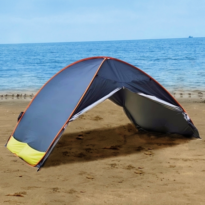 海边无底沙滩帐篷户外3-4人简易自动遮阳儿童玩水挖沙速开免搭i.