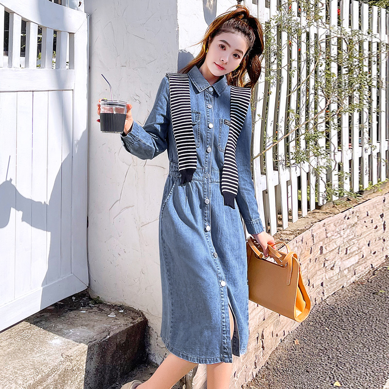牛仔连衣洋女装2022q新款款年流行早春装裙气质春秋爆今减龄裙子