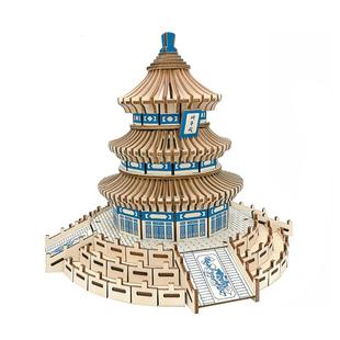 激光版木质3d立体拼图 中国古建筑模型北京 diy儿童成人玩具定制