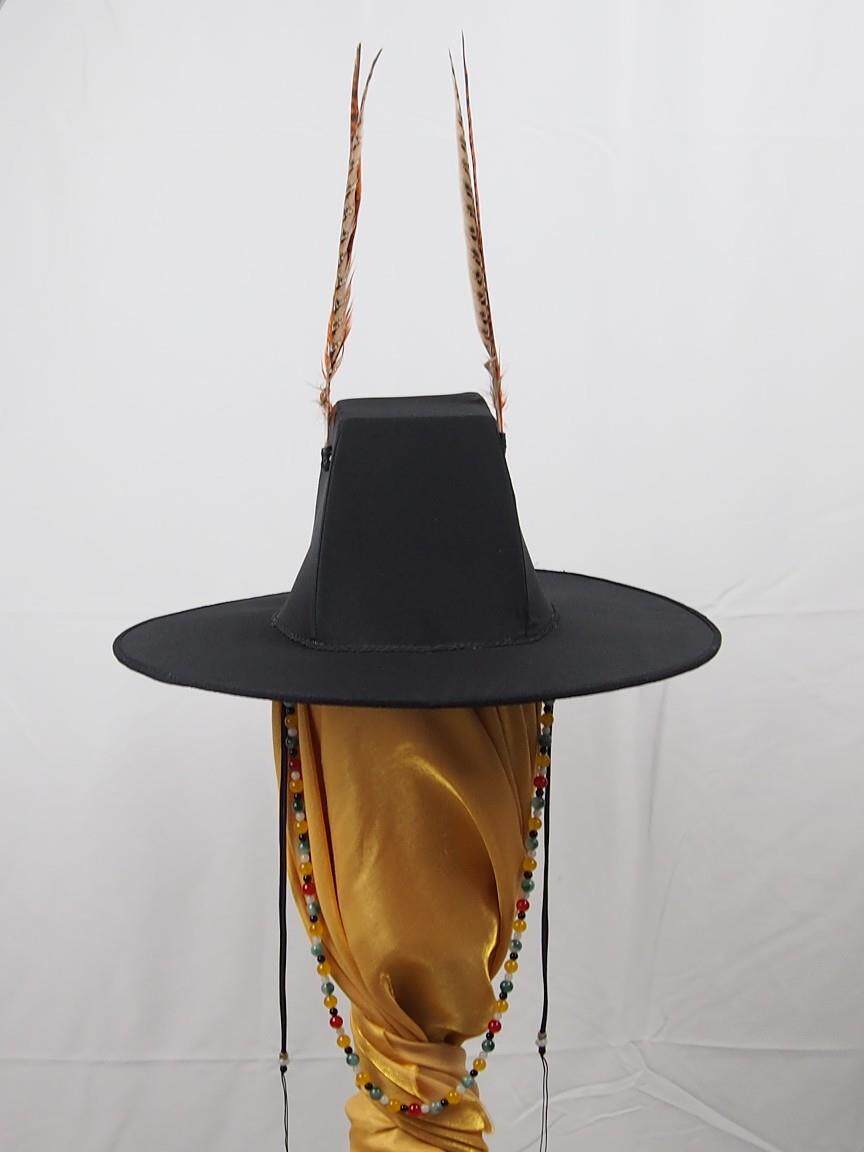 手工制作明代方顶大帽古风笠帽配交领袍飞鱼服