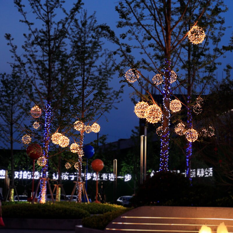 led藤球灯彩灯闪灯串灯满天星户外防水亮化藤球灯圆球灯挂树装