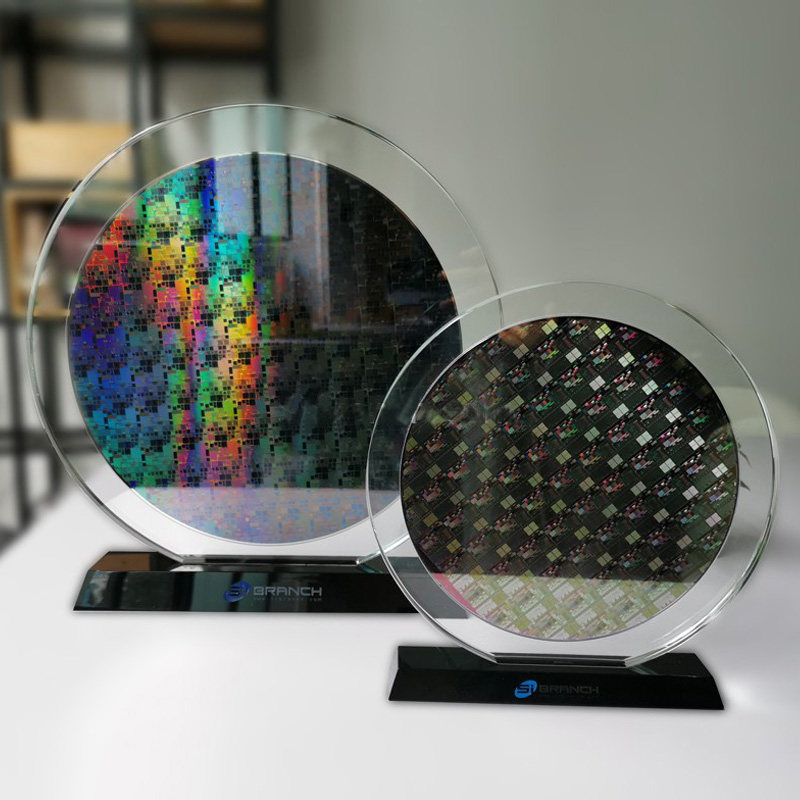 圆形芯片展示架科技晶圆商品摆件强磁铣槽订制广告牌