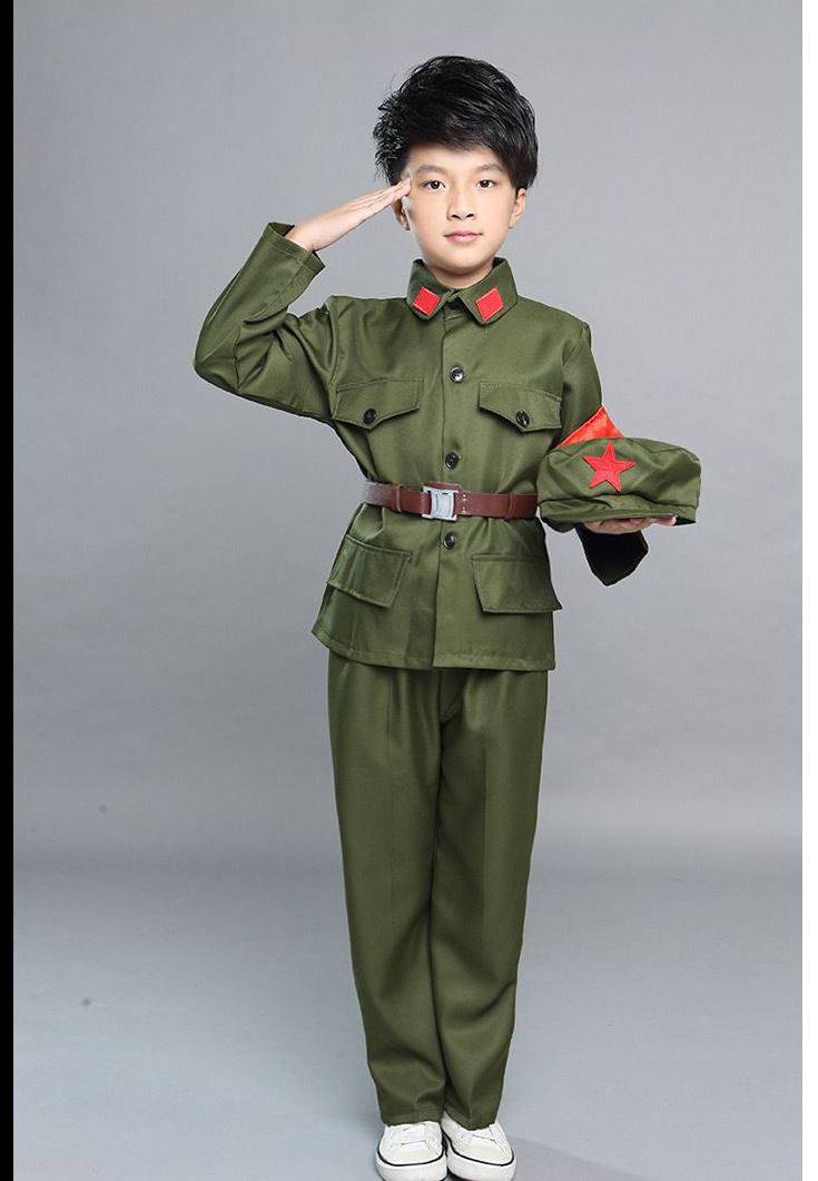 抖音服装大合唱男童女j红色娘子军红军演出服班服儿童军人中小学