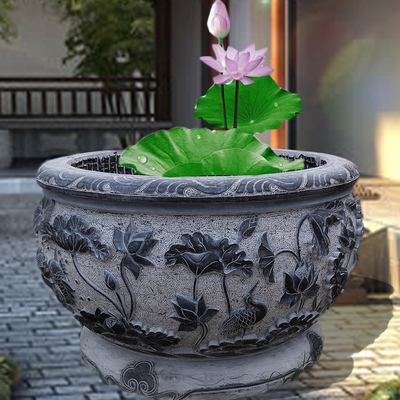 石雕鱼缸花盆荷花缸青石仿古水缸户外老石槽庭院石缸水槽养鱼摆件