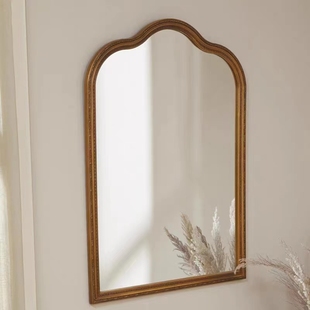 法式复古卫生间浴室化妆镜客厅台桌面梳妆镜美式简约实木装饰镜子
