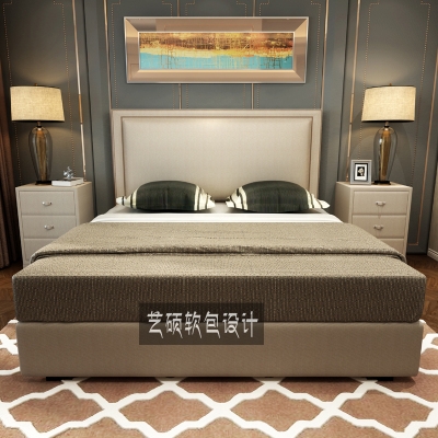 简约乡村床头板布艺软包双人床头铆钉风格美式床头可来图定制.