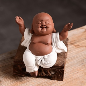 新品茶宠摆件精品可养小笑佛像大肚弥勒佛紫砂招财禅意办公桌小具