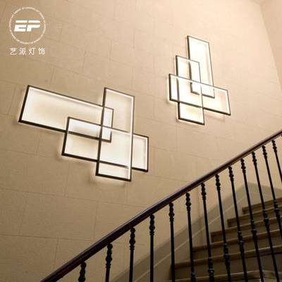 艺派灯饰现代极简风格艺术客厅卧室楼梯背景墙led方框壁灯吸顶.